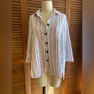 Habitat Cotton Button Down Shirt Small Rainbow